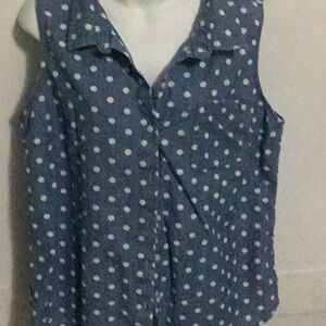 Tommy Hilfiger Blue Polka Dot Women's Top Size XL
